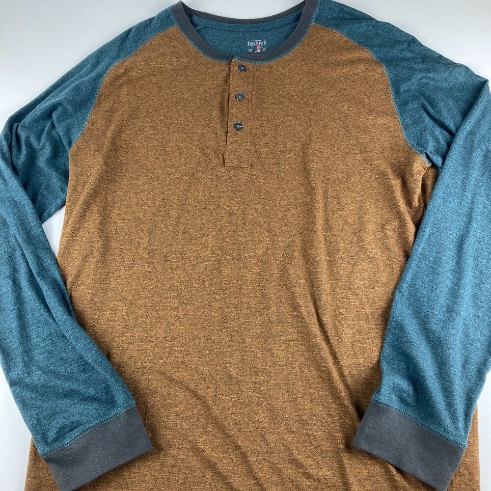 RedHead Brand Co. Men’s L/G Long Sleeve Henley Raglan Colorblock Shirt